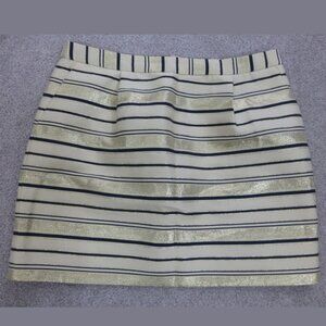 J. Crew Cream and Gold Striped Mini Skirt
